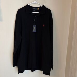 Polo by Ralph Lauren Mens Black Long Sleeve Polo cotton classic fit size XXL NWT